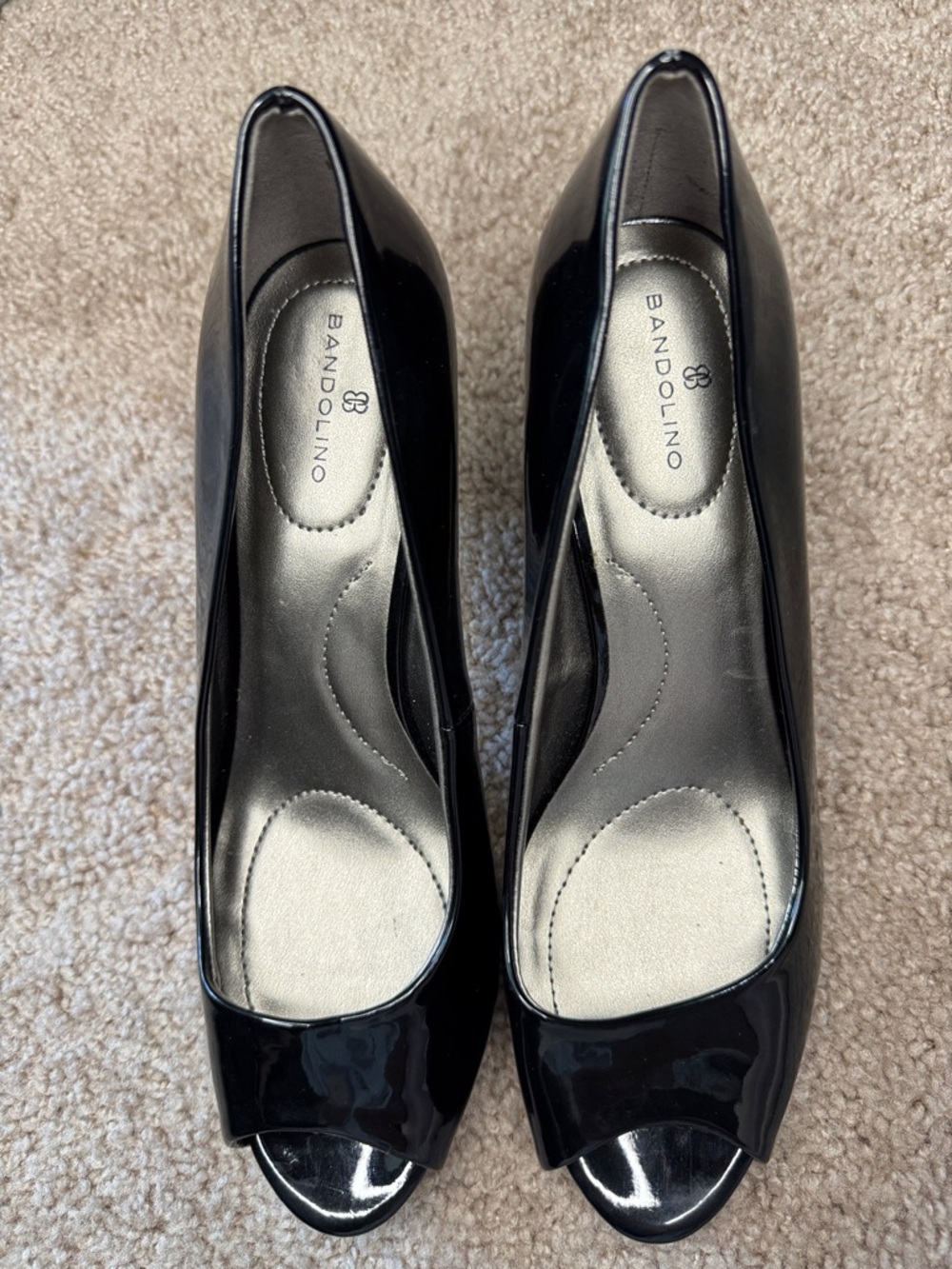 Bandolino Black Patent Open-Toe Pumps